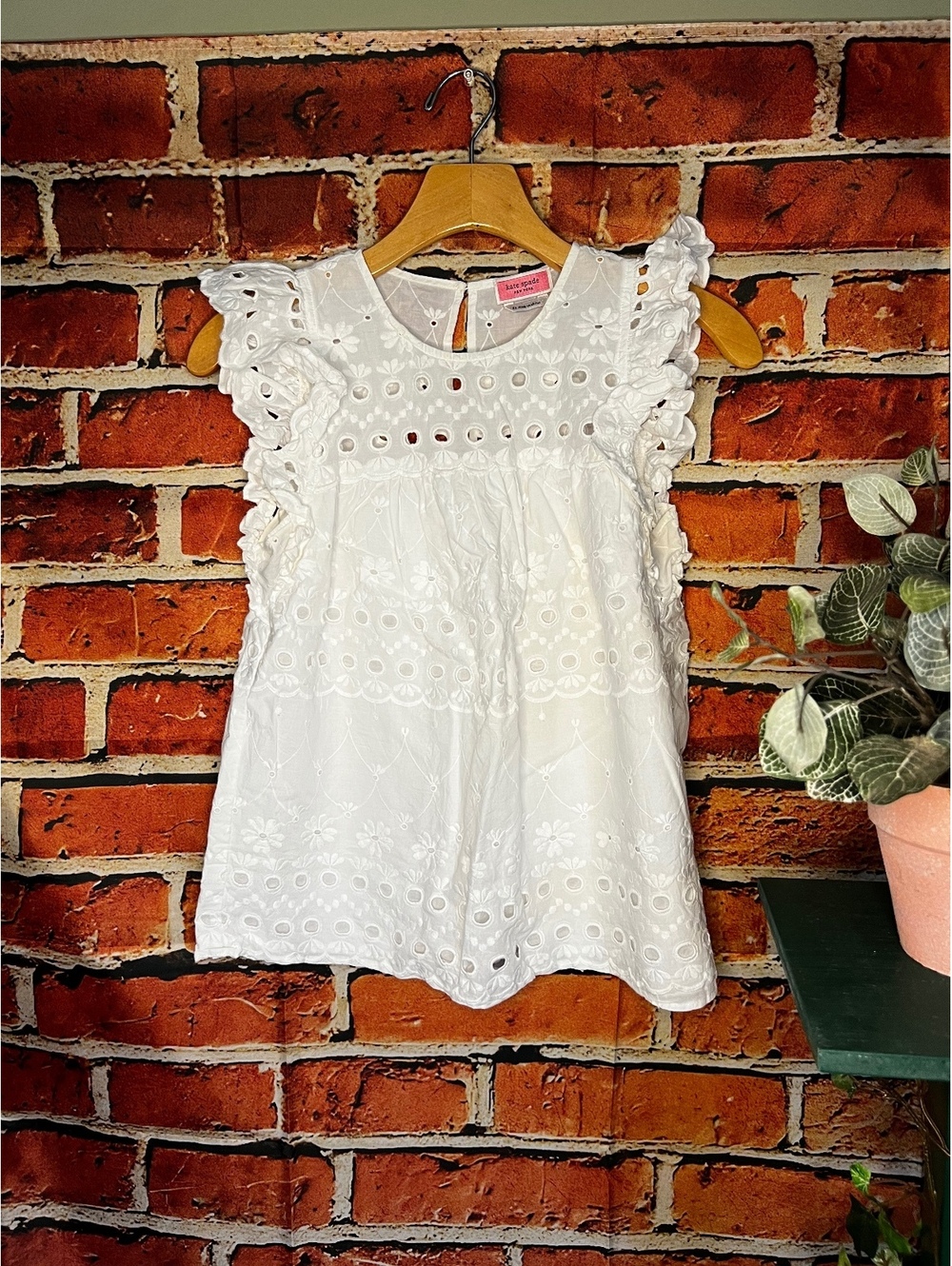 Kate Spade White Eyelet Ruffle Floral Sleeveless Tank Top